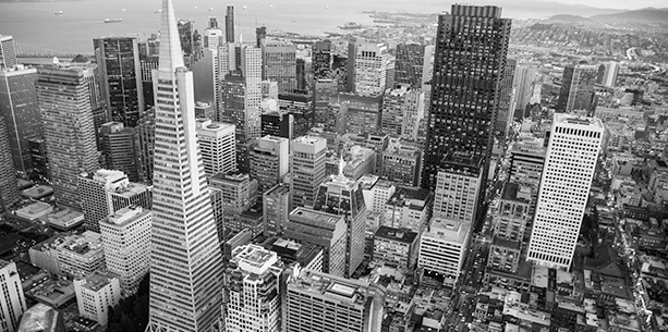 Black and white photo of one of Desmarais LLP's office locations: New York City, San Francisco, and Washington D.C.