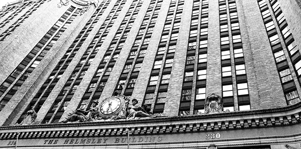 Black and white photo of one of Desmarais LLP's office locations: New York City, San Francisco, and Washington D.C.